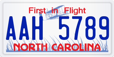 NC license plate AAH5789