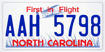 NC license plate AAH5798