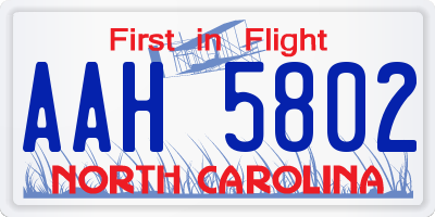 NC license plate AAH5802