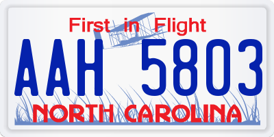 NC license plate AAH5803