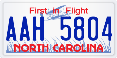 NC license plate AAH5804