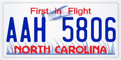 NC license plate AAH5806