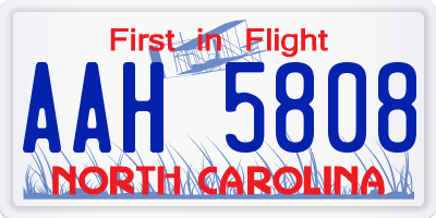 NC license plate AAH5808
