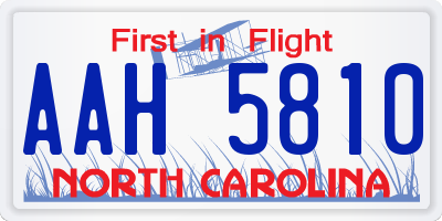 NC license plate AAH5810