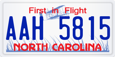 NC license plate AAH5815