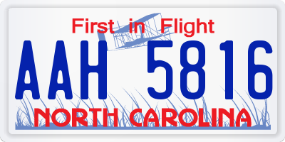 NC license plate AAH5816