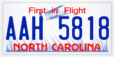 NC license plate AAH5818