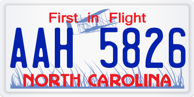 NC license plate AAH5826