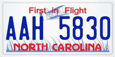 NC license plate AAH5830