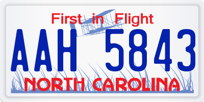 NC license plate AAH5843