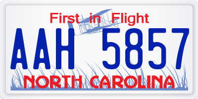 NC license plate AAH5857
