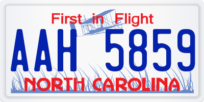 NC license plate AAH5859