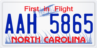 NC license plate AAH5865