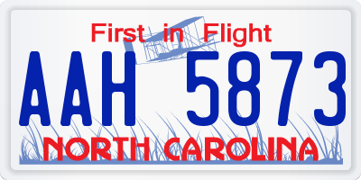 NC license plate AAH5873