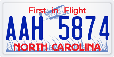 NC license plate AAH5874