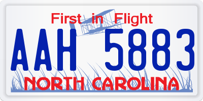 NC license plate AAH5883