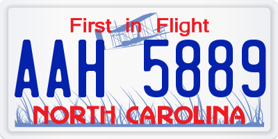 NC license plate AAH5889