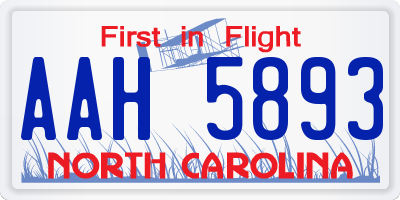 NC license plate AAH5893