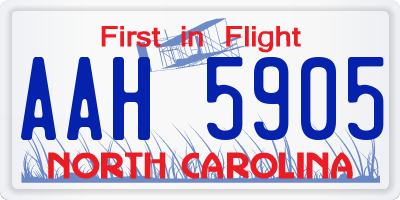 NC license plate AAH5905