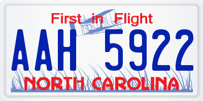 NC license plate AAH5922