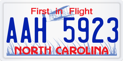 NC license plate AAH5923
