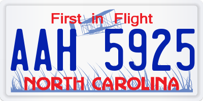 NC license plate AAH5925