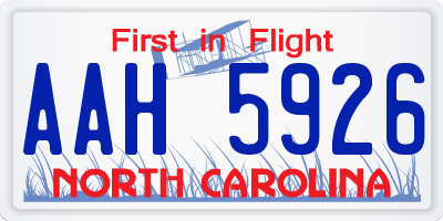 NC license plate AAH5926