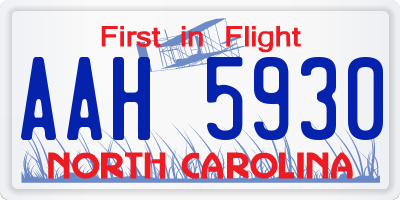 NC license plate AAH5930