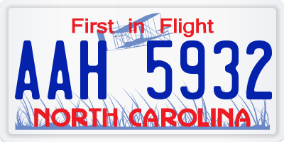 NC license plate AAH5932