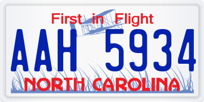 NC license plate AAH5934