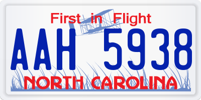 NC license plate AAH5938