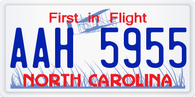 NC license plate AAH5955