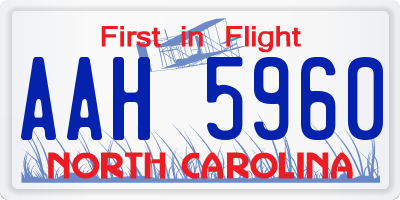 NC license plate AAH5960