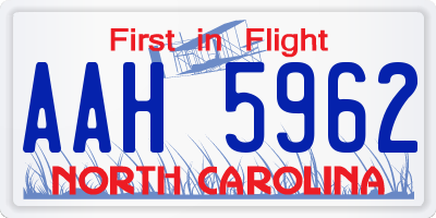 NC license plate AAH5962