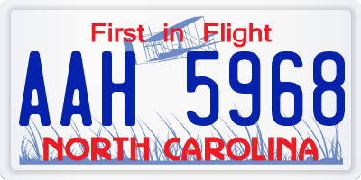 NC license plate AAH5968