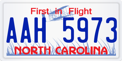 NC license plate AAH5973