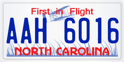 NC license plate AAH6016