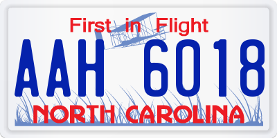 NC license plate AAH6018