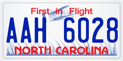 NC license plate AAH6028