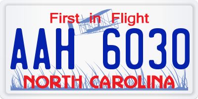 NC license plate AAH6030