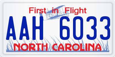 NC license plate AAH6033
