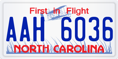 NC license plate AAH6036