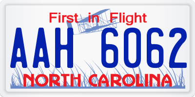 NC license plate AAH6062