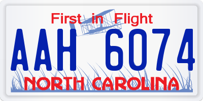 NC license plate AAH6074