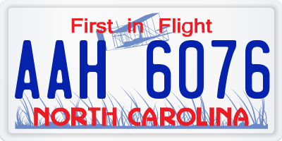 NC license plate AAH6076