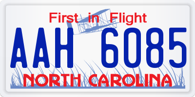 NC license plate AAH6085