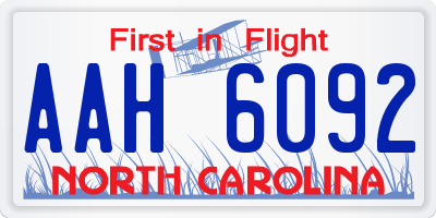 NC license plate AAH6092