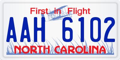 NC license plate AAH6102