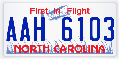 NC license plate AAH6103