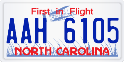 NC license plate AAH6105